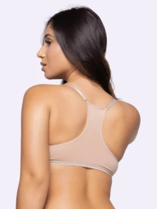 Kit 2 Racerback Bras With Front Closure And Padded Cups - White and Beige - View 5