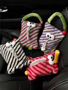 1个可爱怪兽汽车纸巾盒，趣味汽车纸巾架，带少女心的收纳礼物，可壁挂或独立摆放 - A - 查看 5