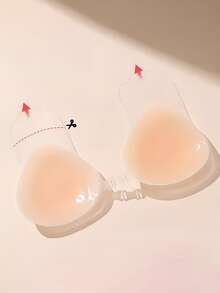 1/2 对硅胶隐形无肩带胸罩、可重复使用硅胶提拉乳贴、隐形前扣自粘式聚拢乳贴、女士内衣及内衣配饰 - 彩色 - 查看 3