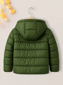 Chamarra KEVIN acolchada con capucha para niño marca Tandera, abrigo de invierno con forro de peluche - Verde Oliva - Ver 2