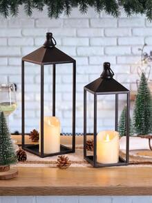 1pc Black Metal Farmhouse Style Lantern - Decorative Candle Holder, Suitable For Porch, Patio, Dining Room And Entryway - Romantic Triangular Design, Hand Wash Only - Perfect For Weddings, Halloween, Christmas And More