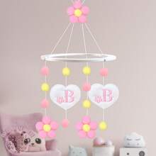 Personalized Crib Mobile With Baby Girl's Initial Name Baby Room Decoration Flower - Hoa hồng - Xem 1