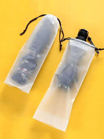 1/2/3/4/5個 - マット透明プラスチック製 巾着式傘収納バッグ、折りたたみ傘収納カバー(マルチカラーロープ)、防水巾着式傘バッグ、防水バッグ、秋冬の涼しい雨の日、学校、オフィス、自宅、旅行、入学準備、ビーチ、旅行、イースター、クリスマス、感謝祭のギフトに適しています。