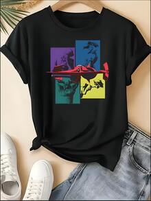 Cowboy Bebop Unisex Shirt - Anime Manga Merch Cotton Tee Casualwear Graphic Men Women Comfortable - 黑色 - 查看 1