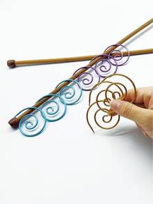 3pcs/Set Spiral Line Needles, Handmade Weaving Tools, Colorful Round Spiral Needles, Household Knitting Needles Sewing Tools, Suitable For Small Item Crocheting And Marking, Great For Crochet Projects - Multicolor - View 2