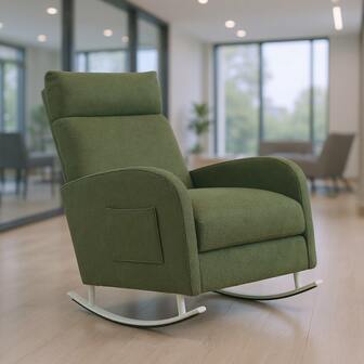 Nursery Rocking Accent Chair With Side Pocket For Living Room Bedroom