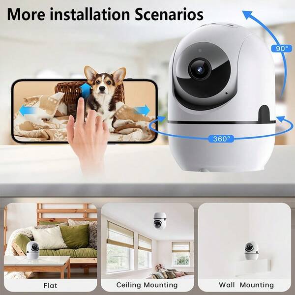 1pc DCS100 Smart Surveillance Camera, 360° Panoramic Dual-Screen Design, Supports 2.4G Wi-Fi, Home Cloud Platform, Remote Mobile Control, Two-Way Audio, Motion Detection Alarm, 256GB Storage, Night Vision, Loop Recording