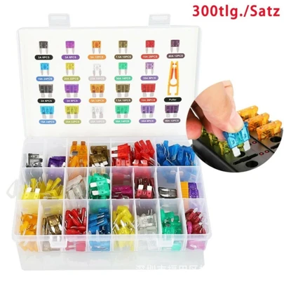 300 Pcs Conjunto Sortido Perfil De Tamanho Médio Lâmina Fusível Carro Auto Caminhão 2-40A Com Caixa Clipe
