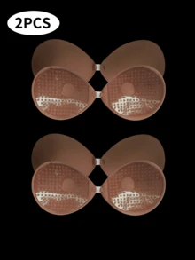 2/1 对聚拢粘性胸罩，可重复使用无肩带前扣隐形乳贴，女士内衣和内衣配饰 - 彩色 - 查看 44