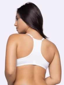Kit 2 Racerback Bras With Front Closure And Padded Cups - White and Beige - View 3