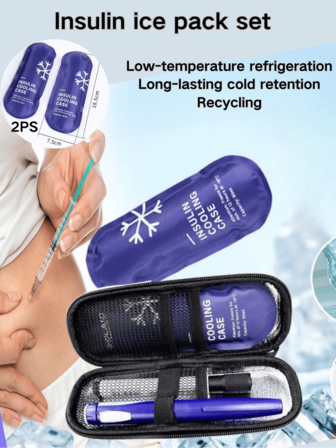 1 Set Of Portable Mini Insulin Cooling Bags +2PS Ice Packs, Insulin Insulation Boxes, Portable Outdoor Medicine Cooling Bags And Ice Boxes, Including Ice Packs, Travel Emergency Bags, Camping Medical Medicine Boxes, First Aid Kits, First Aid Kits, Medical Medicine Bags, First Aid Kits