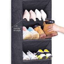 1PC Over The Door Storage Organizer With Pockets, 10 Mesh Side Pockets, About 40 Lbs Weight Capacity, Door Hanging Organizers And Storage For Bedroom, Bathroom, Nursery, Pantry, Dorm - Xám - Xem 5