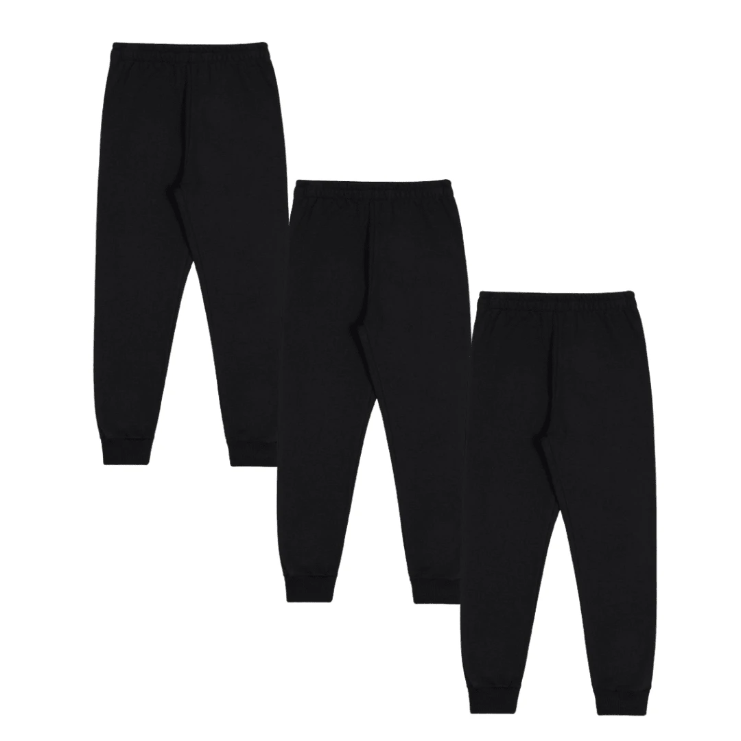 SET OF 3 CHILDREN'S PLUSH SWEATPANTS - 黑色 - 查看 1