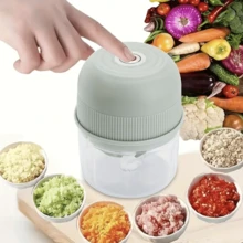 USB Rechargeable 250ml Electric Mini Garlic Chopper - Stainless Steel Blade, Circular ABS Cup, Safety Switch, 3600 RPM - Used For Grinding Ginger, Vegetables And Meat