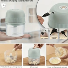 USB Rechargeable 250ml Electric Mini Garlic Chopper - Stainless Steel Blade, Circular ABS Cup, Safety Switch, 3600 RPM - Used For Grinding Ginger, Vegetables And Meat