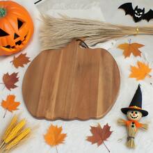 1 pieza Tabla de cortar con forma de calabaza de sándalo con mango, tabla de cortar doméstica, bandeja para bistec y pizza al estilo occidental, suministros para Halloween