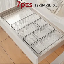 4 件/5 件/6 件/7 件/8 件/9 件/10 件化妆品抽屉整理器、香水整理器、护肤品整理器、透明多尺寸组合整理器、化妆抽屉整理器、化妆刷整理器、化妆品展示架、整理器分配器、用于乳液和样品的化妆品工具收纳盒，非常适合化妆品储存、浴室柜储存、办公用品整理、厨房用具整理器 - 彩色 - 查看 14