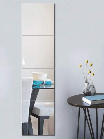 8/12 件/套 PMMA 镜面墙贴，经典方形房间装饰贴纸，适用于家居，厚度 1 毫米