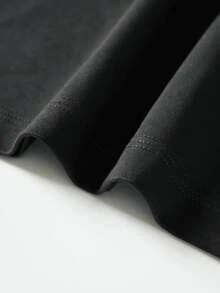 Camiseta Casual de Mujer con Diseño Geométrico Abstracto en Blanco y Negro,Ideal para un Look Moderno y Sofisticado - Negro - Ver 5