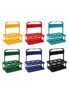 1个可折叠塑料啤酒篮，带提手的手持饮料架，可折叠塑料饮料托架，可容纳4/6瓶啤酒，可重复使用，适用于外卖、餐饮、餐厅、咖啡馆，父亲节礼物