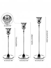 Cirelle Bộ 3 chân nến hình nón bằng sắt, chân nến trang trí - Chân nến cho đám cưới, ăn tối, tiệc tùng - Đồng thau cổ, chân nến trang trí lò sưởi, chân nến trang trí bàn, chân nến trụ cho đám cưới, trang trí nhà cửa, trang trí tiệc ngày lễ, trang trí lễ hội - Bạc - Xem 9