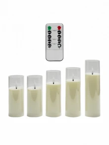 2pcs/3pcs/5pcs Smokeless LED Candles With Remote Control, Suitable For Wedding, Fireplace, Bedroom, Proposal, Halloween, Company Party, Gift - Transparent - View 11