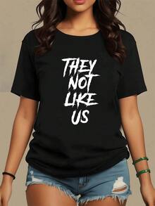 Camiseta de mujer con estampado de frase inspiradora,diseño moderno y casual,perfecta para el día a día. - Negro - Ver 1