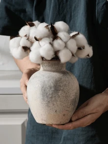 1个6英寸手工日式侘寂风形圆肚窄口花瓶，波西米亚风家居装饰，大型装饰花瓶，适合民宿艺术装饰、客厅桌面摆设、自然花卉摆设、玄关氛围花瓶装饰、家居房间装饰、玻璃花瓶 - 彩色 - 查看 3