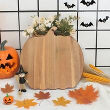 1 pieza Tabla de cortar con forma de calabaza de sándalo con mango, tabla de cortar doméstica, bandeja para bistec y pizza al estilo occidental, suministros para Halloween
