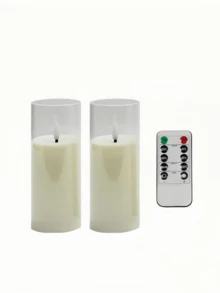 2pcs/3pcs/5pcs Smokeless LED Candles With Remote Control, Suitable For Wedding, Fireplace, Bedroom, Proposal, Halloween, Company Party, Gift - Transparent - View 10
