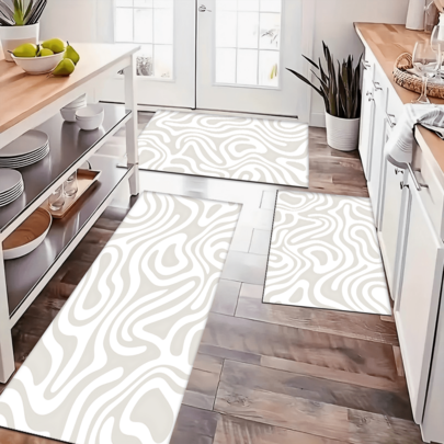 1 pieza Alfombra de cocina de arcilla de diatomeas con estampado abstracto, fácil de limpiar, estampado rectangular, apta para sala de estar, dormitorio, pasillo, baño, lavandería - Alfombra de poliéster, para decoración del hogar interior y exterior