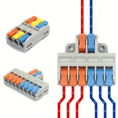 10 件/4 件迷你快速接线连接器，杠杆螺母连接器快速接线连接器 2 进 4 出/2 进 6 出/3 进 9 出推入式接线端子，多种规格可供选择