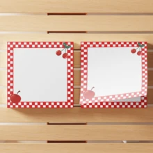 4包樱桃图案便签纸，3x3英寸，每包50张，樱桃图案，背面带粘胶，适用于学校、办公室、家庭、学生、教师，可作为礼物赠送。