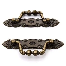 2 peças de puxadores decorativos para gavetas de móveis vintage, argolas de puxar com flores esculpidas