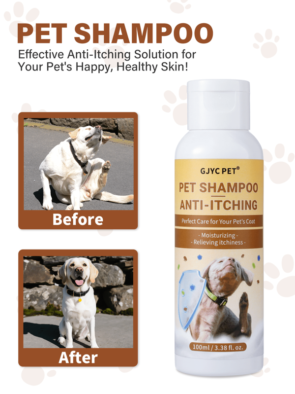 GJYC PET Itch-Relief Pet Shampoo - 3.38 Fl. Oz - Soothing Formula For Sensitive Skin, Allergy-Friendly, Deep Cleansing & Moisturizing