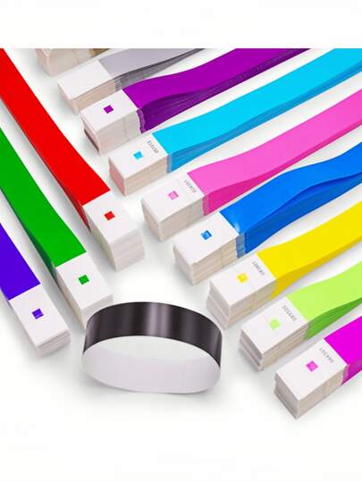 100/500/1000 Stücke Papier Armbänder, wasserfeste neon Armbänder, verstellbare Armbänder, Konzert, Party, Vergnügungspark, Festival, Weihnachts- und Halloween-Eintrittskarten-Armbänder, fluoreszierendes gemischtes Farbcode-Armbänder (ohne Code, mit Code, Stern-Stil, VIP-Mischstil)