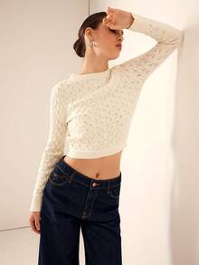 Women's Knitted Drawstring Backless Top, Button Shoulder Sweater