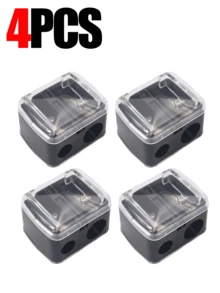 4 pezzi Temperino per matita occhi e sopracciglia con doppio foro, design a doppio foro mini e pratico, accessorio per il trucco, economico, decorazione per la stanza, vanità, viaggio, camera da letto, accessori per il trucco, economico, riempimento calze natalizie, trucco, strumenti per il trucco, roba economica, regali, regali per donne, regali di Natale