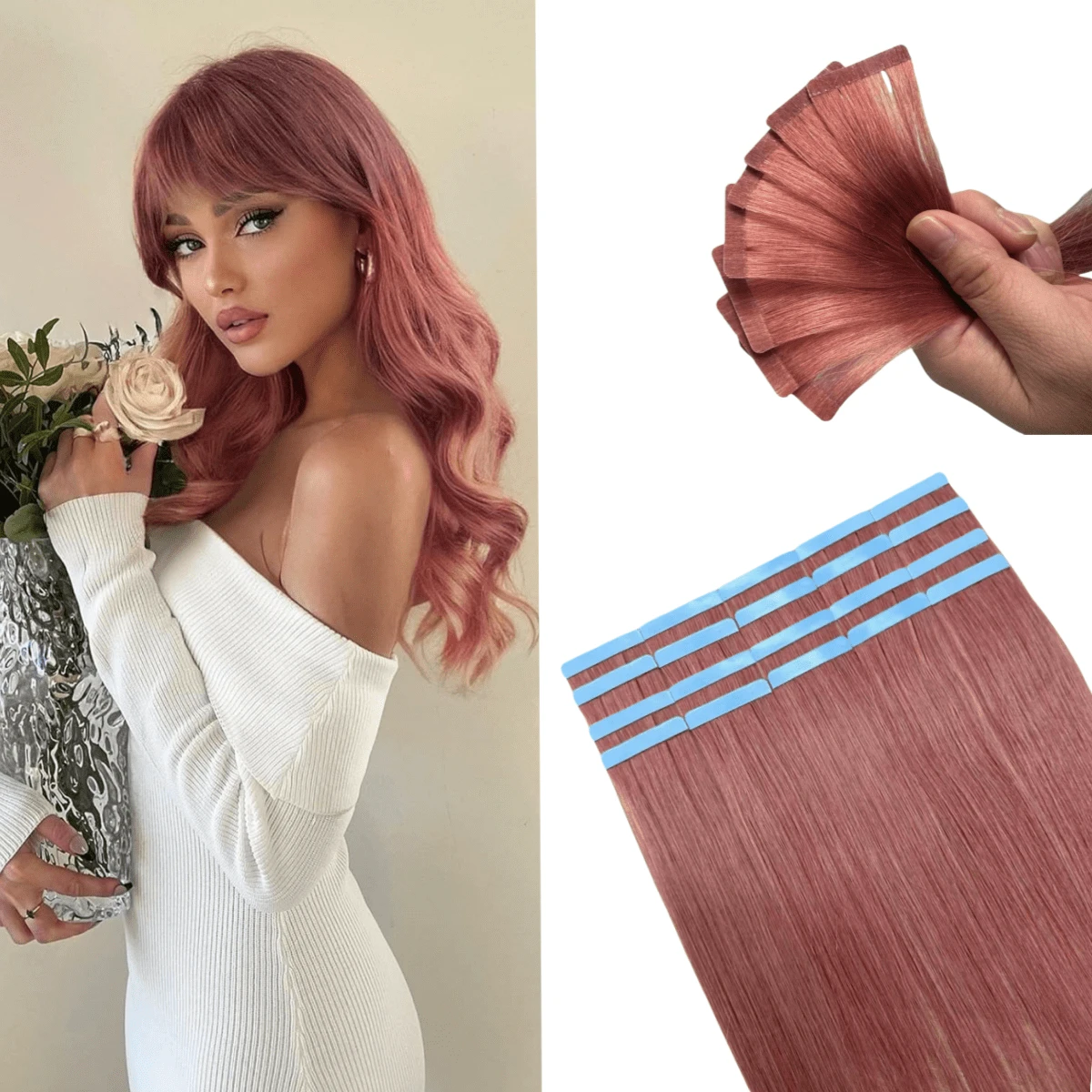 20片/包，30克真人发接发，隐形胶带式，直发，适合所有发质，长度10-24英寸