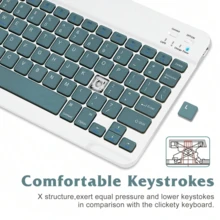 无线蓝牙键盘鼠标套装，超薄便携紧凑型无线键盘鼠标套装，兼容安卓、Windows平板电脑、智能手机、iPad Pro、iPad Air、iPad Mini、iPadOS/iOS 13及以上版本（深绿色） - 深綠色 - 查看 4