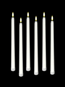 6/12pcs Set Remote Control Timer Flameless Cone Candles, Battery Operated LED Candle Set With 3D Flickering Flame, Realistic Dripless Candle Holders, Suitable For Dining Table Decor, Christmas, Wedding, Home Decoration - White - View 10