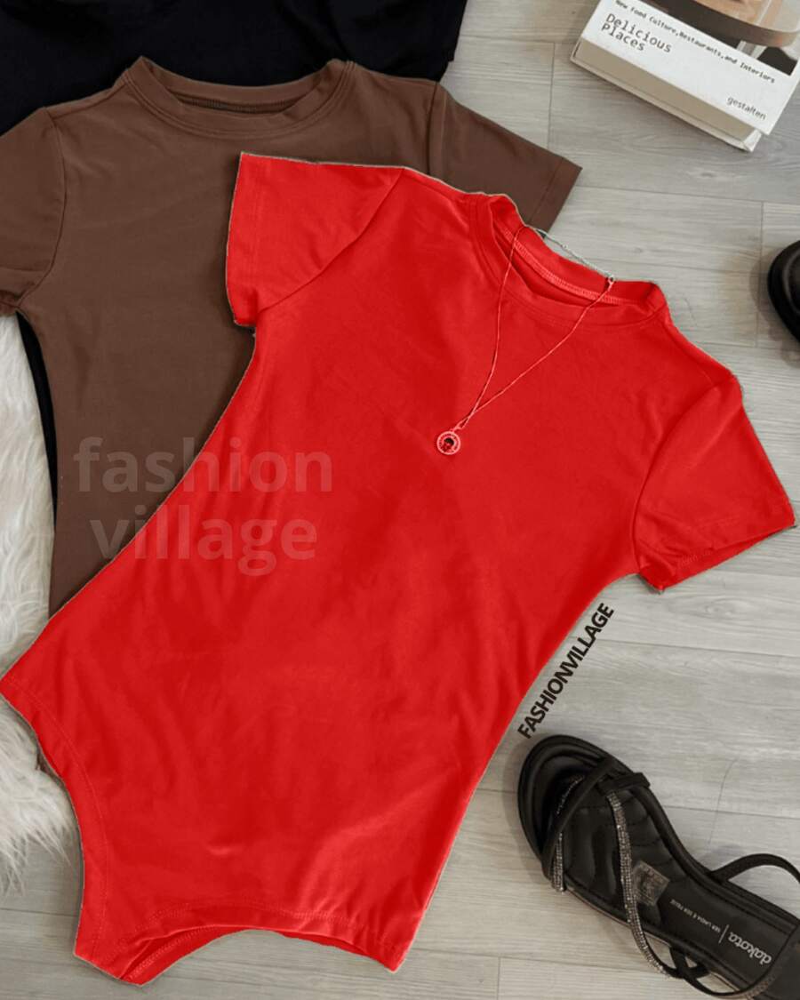 A Bory Women's Bodysuit Crew Neck Suplex Summer Blogger 2024 - 紅色 - 查看 1