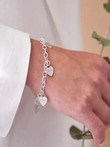 Customized Name Heart Bracelet, Heart Quantity Optional