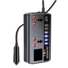 1pc Car Inverter - 4 USB Ports, 2 Type-C Ports, With Switch And Car Plug Converter - Suitable For Cars, SUVs, Trucks And Road Trips - Multicolor - View 8