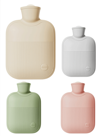 Winter Thick Anti-Explosion Hot Water Bottle, Refillable High Density Silicone Hand Warmer, Minimalist Herringbone Neutral Foot Warmer