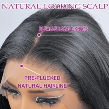 13x6 波浪卷蕾丝前假发,真人混纺发丝,预先拔毛,200% 密度,高清透明蕾丝前假发,真人混纺发丝,女士款,5*5/4*4 预剪无胶假发,带婴儿发,巴西原生发,柔软自然,日常佩戴假发 - 自然色&黑色系 - 查看 8