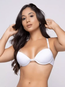 Kit 2 Racerback Bras With Front Closure And Padded Cups - White and Beige - View 2