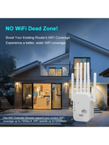 WiFi 6 Signal Booster, 1200Mbps/300Mbps Wall-Penetrating King 6 Antenna Amplifier, Solves Weak Signal Issues In Bedroom And Balcony, Wireless Network Repeater, Wide Coverage, Plug And Play