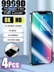 4 件装高清水凝胶软膜屏幕保护膜适用于 17 16 15 14 13 12 11 外壳友好,自动修复划痕,易贴,防刮,高清,表面光滑,易于安装 - 無色 - 查看 2