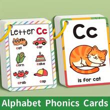 26pcs ABC English Alphabet Cards, Natural Phonics Cards, English 26 Letters Pronunciation Pocket Cards, Learning English Vocabulary Cards, Educational Gift For Easter, Christmas - Multicolor - View 4